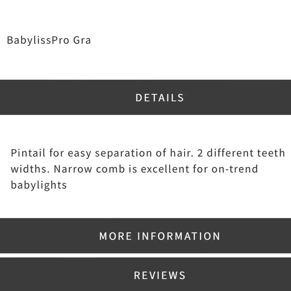 Babyliss Pro Grey professional Tail comb - Picture 2 of 5